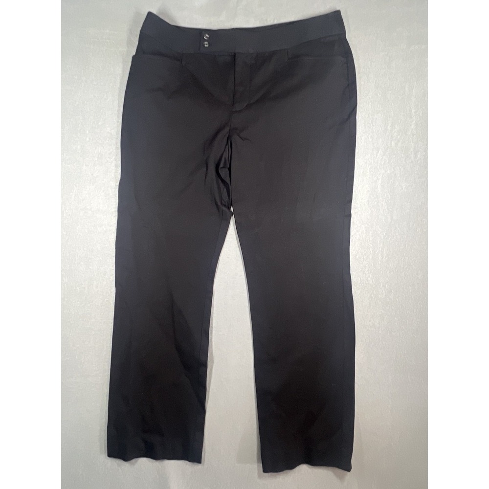 Chaps Women's Black‎ Stretch Cotton Blend Dress Pants Size 14 Straight Leg Flat
